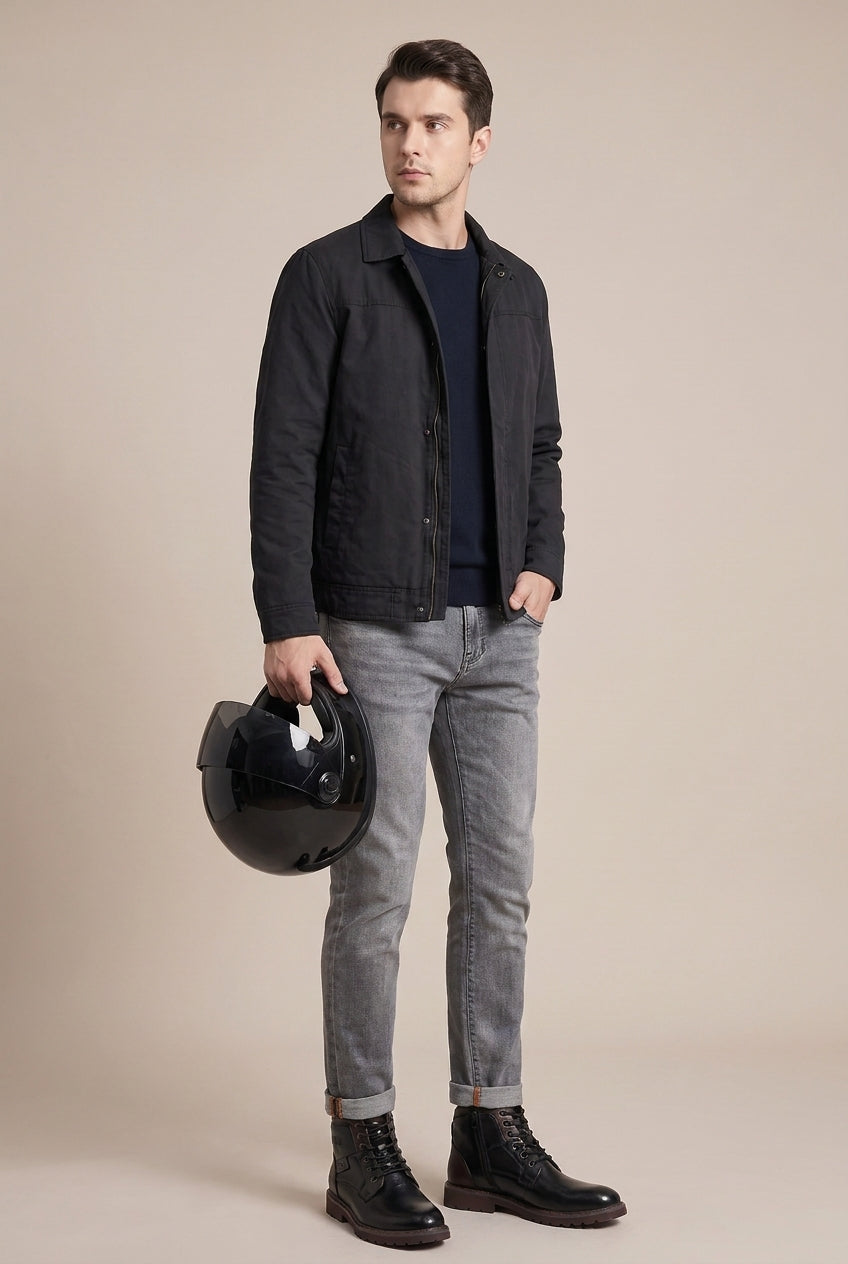 Ombre | Men's Mid-Calf Motorcycle Boots Round-Toe Biker Boots