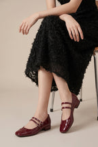Aveline | Women's Square-Toe Buckle Shoes Chunky Mid-Heel Pumps