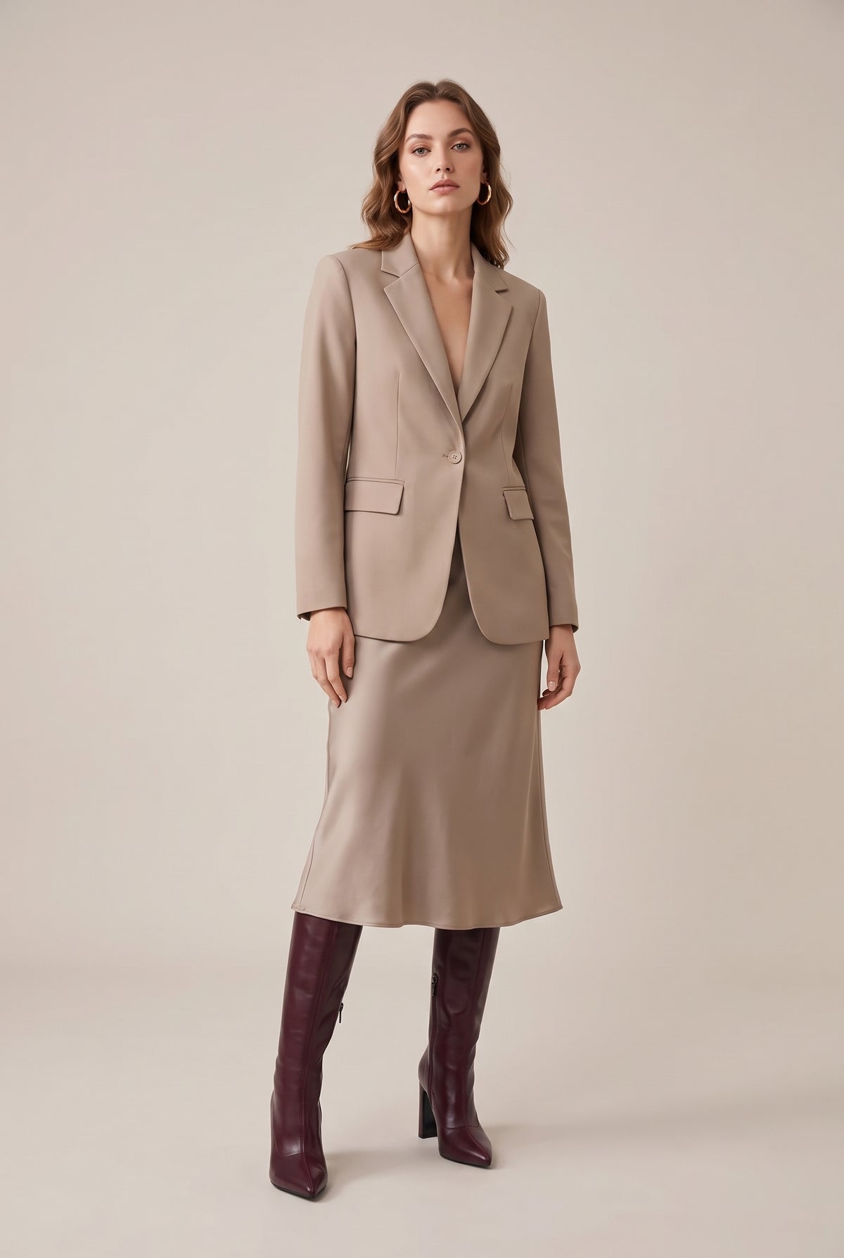 Ondine | Women's Satin Pointed-Toe Boots Mid-Calf High-Heel Boots