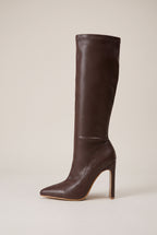 Ondine | Women's Satin Pointed-Toe Boots Mid-Calf High-Heel Boots