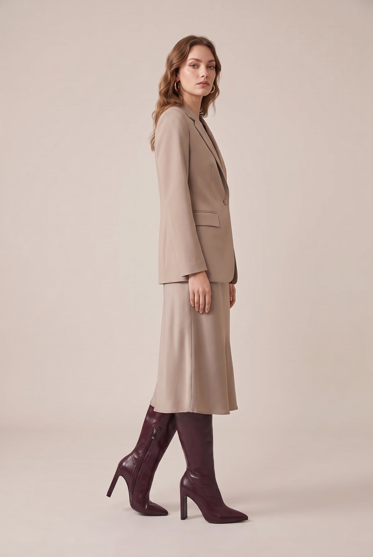 Ondine | Women's Satin Pointed-Toe Boots Mid-Calf High-Heel Boots