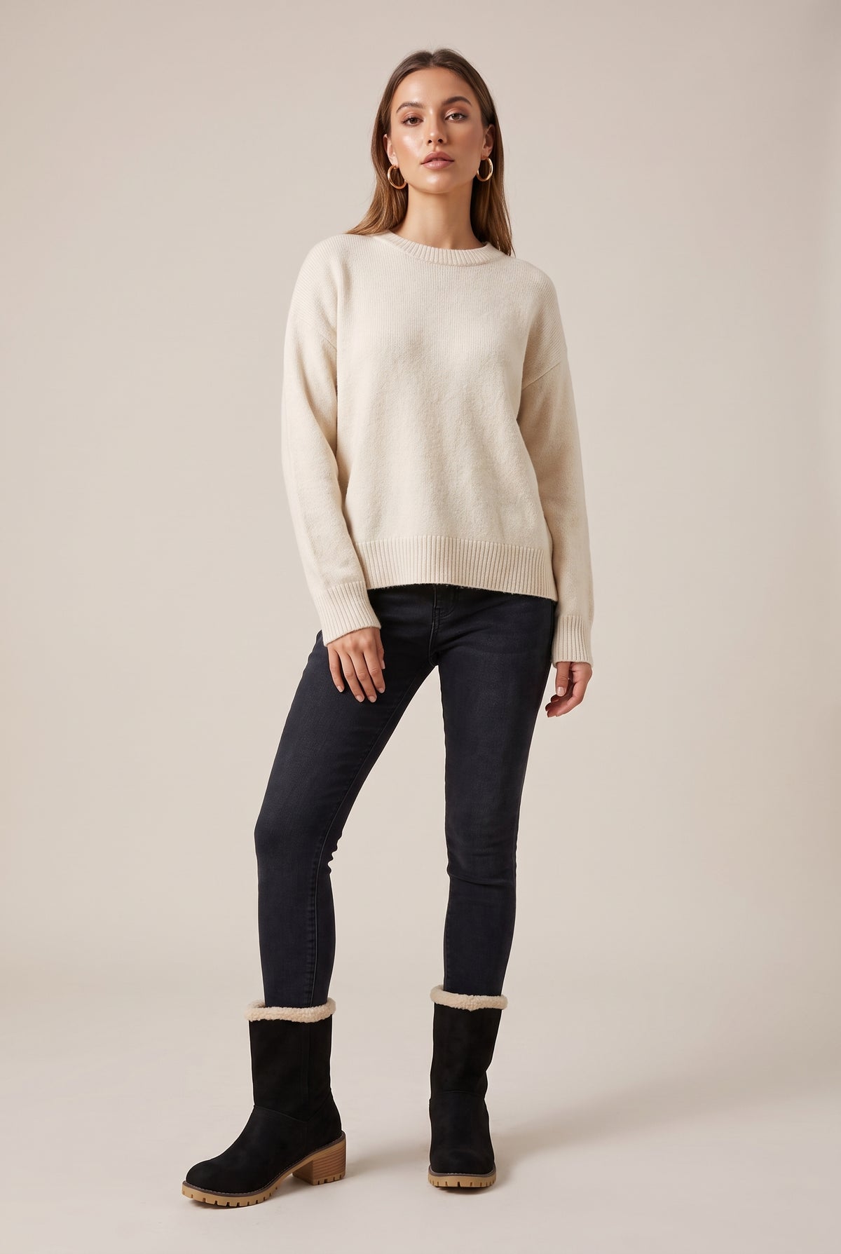 Margaux | Women's Fur Cuff Combat Winter Boots Fleece-Lined Mid-Calf Boots