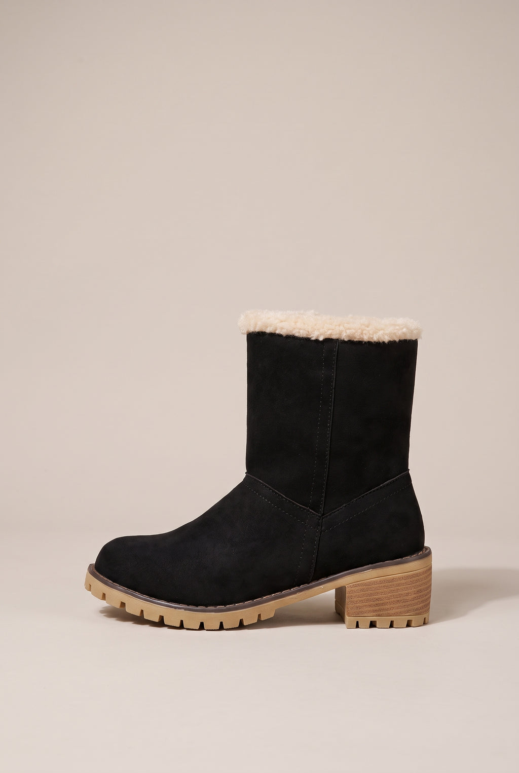 Margaux | Women's Fur Cuff Combat Winter Boots Fleece-Lined Mid-Calf Boots