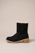 Margaux | Women's Fur Cuff Combat Winter Boots Fleece-Lined Mid-Calf Boots