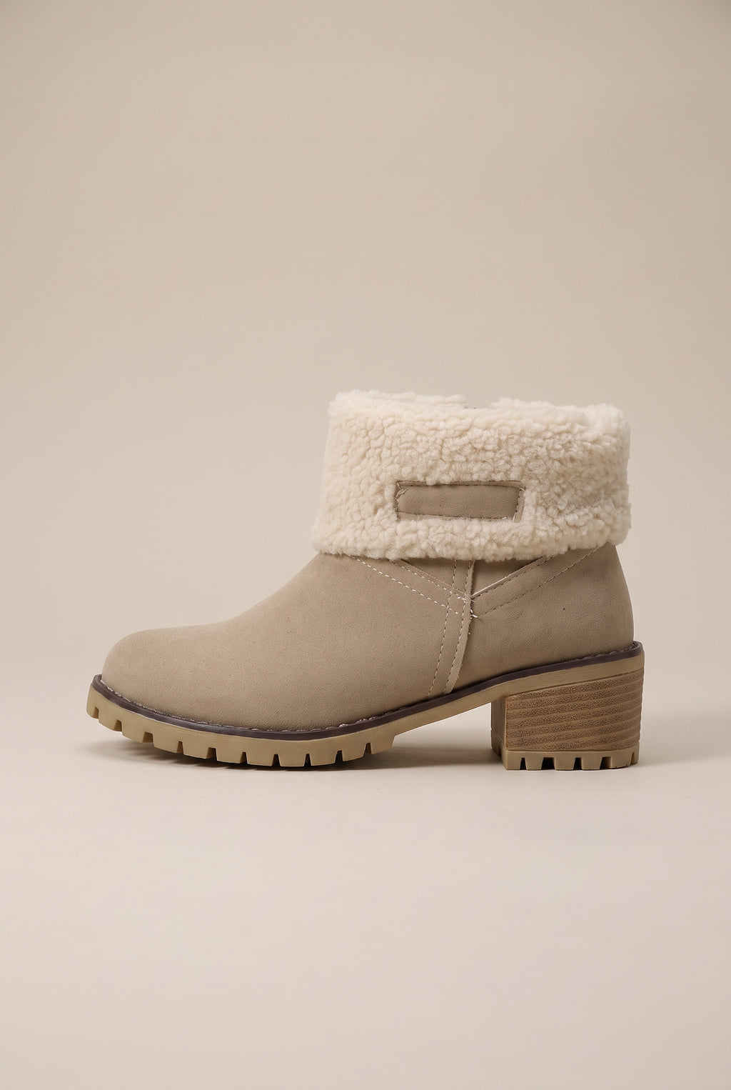 Margaux | Women's Fur Cuff Combat Winter Boots Fleece-Lined Mid-Calf Boots
