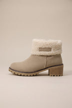 Margaux | Women's Fur Cuff Combat Winter Boots Fleece-Lined Mid-Calf Boots