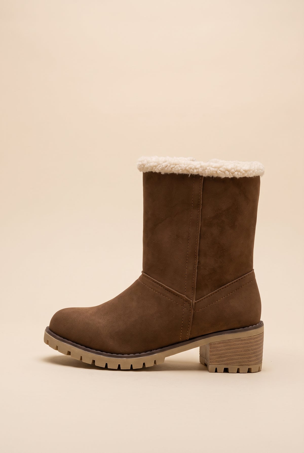 Margaux | Women's Fur Cuff Combat Winter Boots Fleece-Lined Mid-Calf Boots