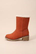 Margaux | Women's Fur Cuff Combat Winter Boots Fleece-Lined Mid-Calf Boots