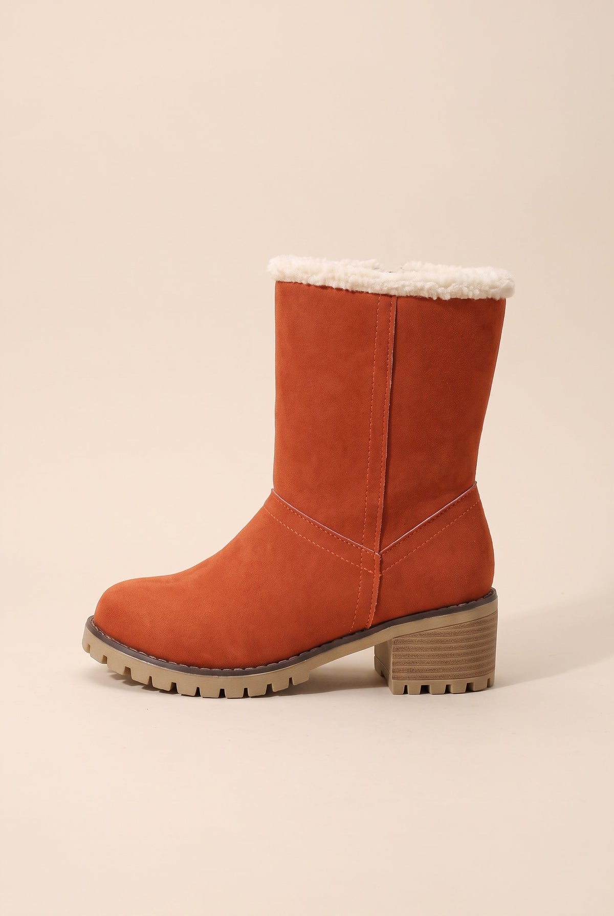 Margaux | Women's Fur Cuff Combat Winter Boots Fleece-Lined Mid-Calf Boots
