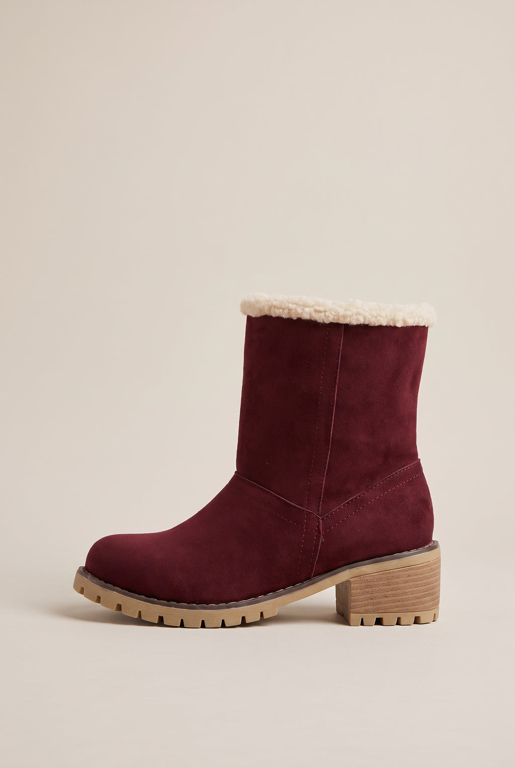 Margaux | Women's Fur Cuff Combat Winter Boots Fleece-Lined Mid-Calf Boots