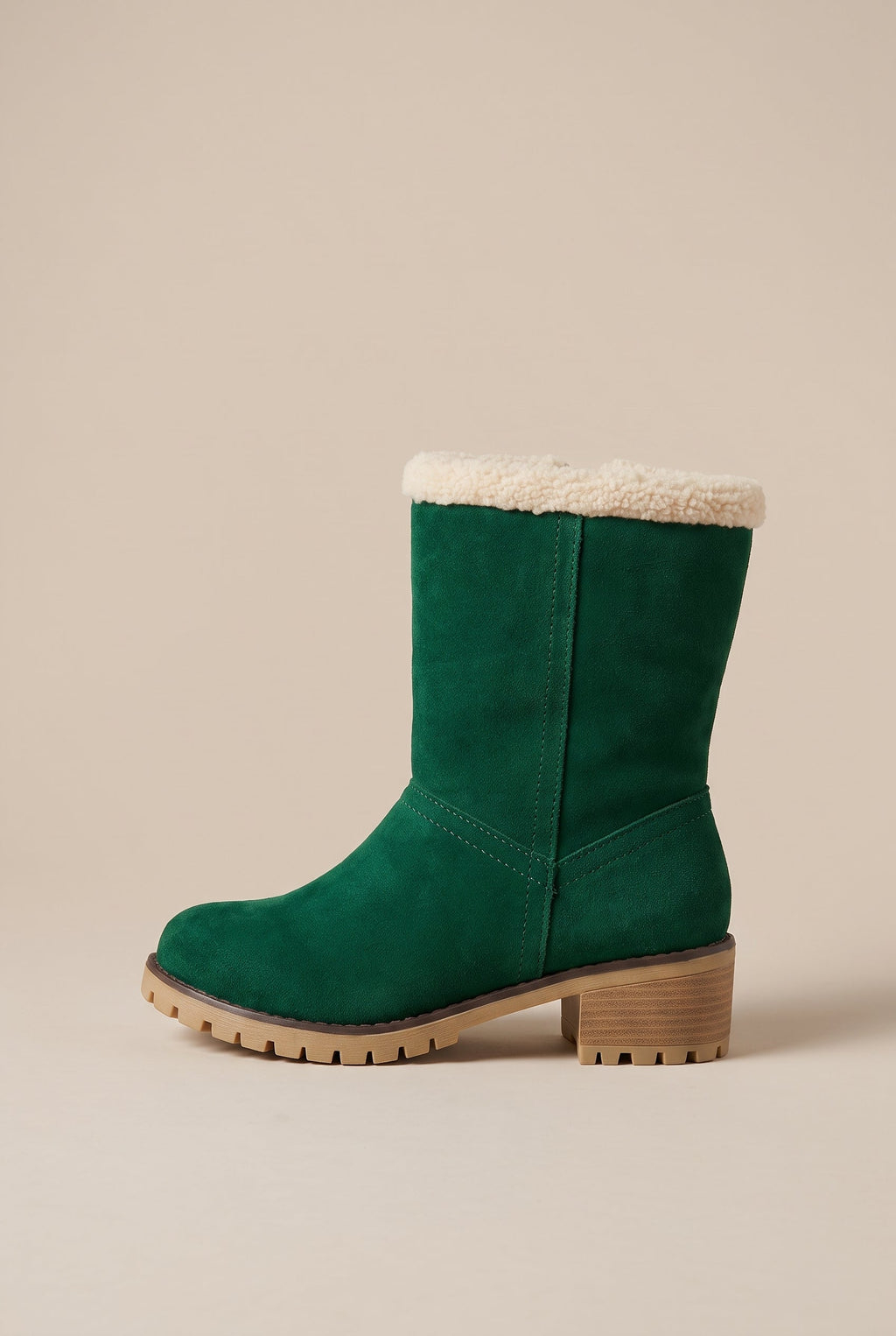 Margaux | Women's Fur Cuff Combat Winter Boots Fleece-Lined Mid-Calf Boots