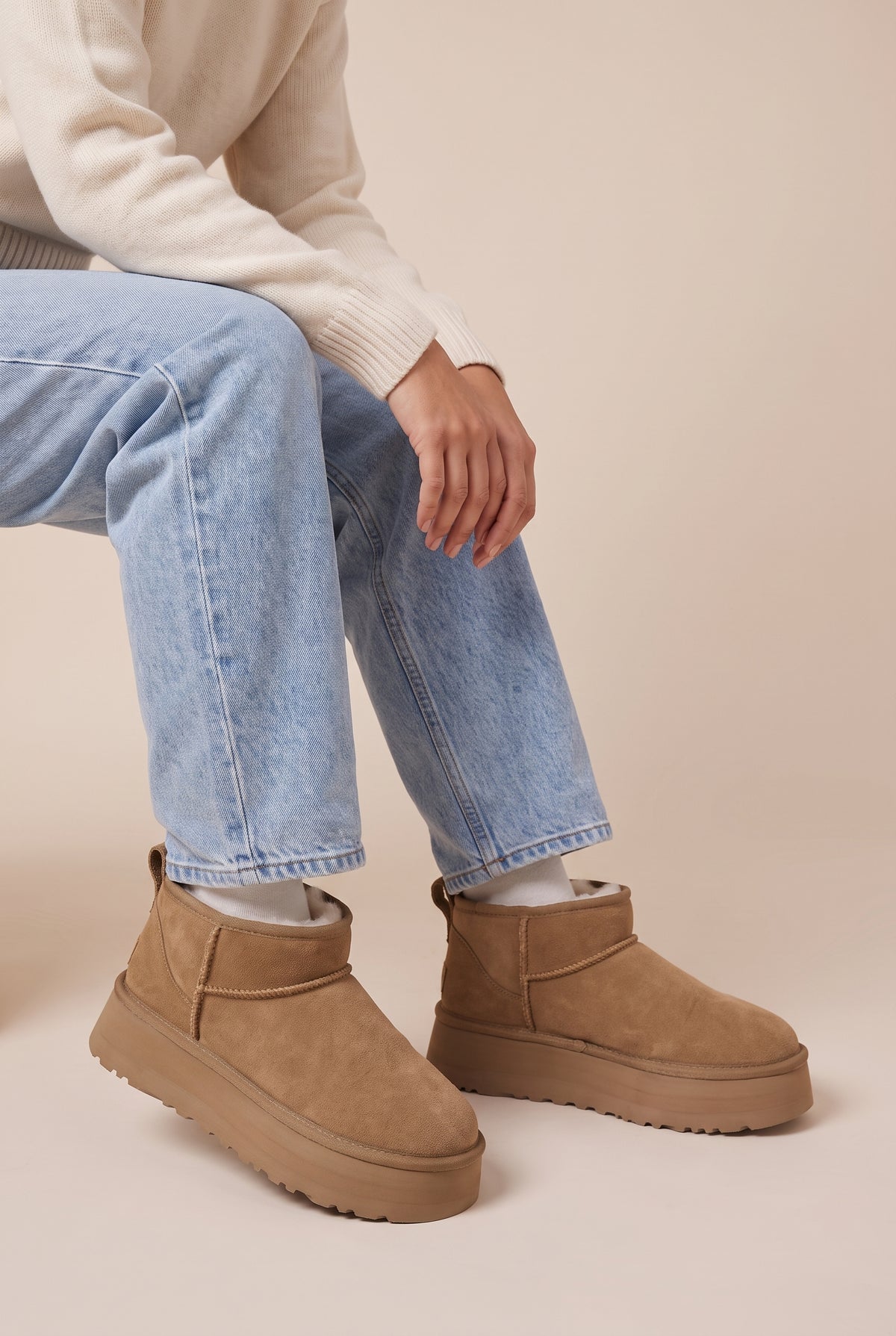 Constance | Women's Suede Platform Snow Boots Fur-Lined Ankle Boots