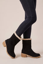 Margaux | Women's Fur Cuff Combat Winter Boots Fleece-Lined Mid-Calf Boots
