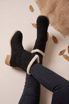 Margaux | Women's Fur Cuff Combat Winter Boots Fleece-Lined Mid-Calf Boots