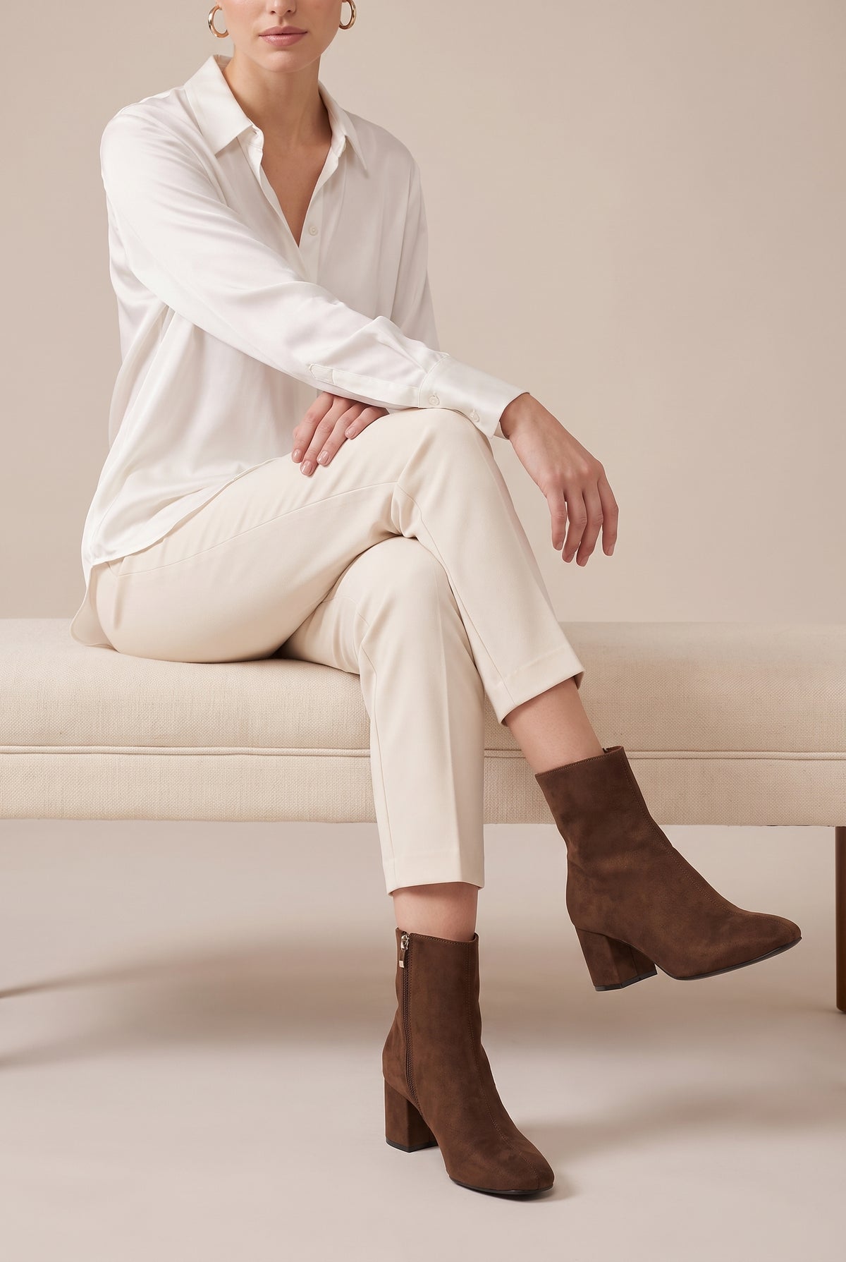 Ondine | Women's Stretch Pointed-Toe Mid-Calf Boots Block Heel Boots
