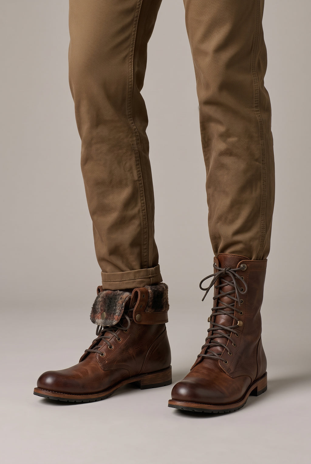 Bastion | Men's Faux Leather Mid-Calf Riding Boots Round-Toe Boots