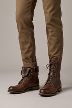 Bastion | Men's Faux Leather Mid-Calf Riding Boots Round-Toe Boots