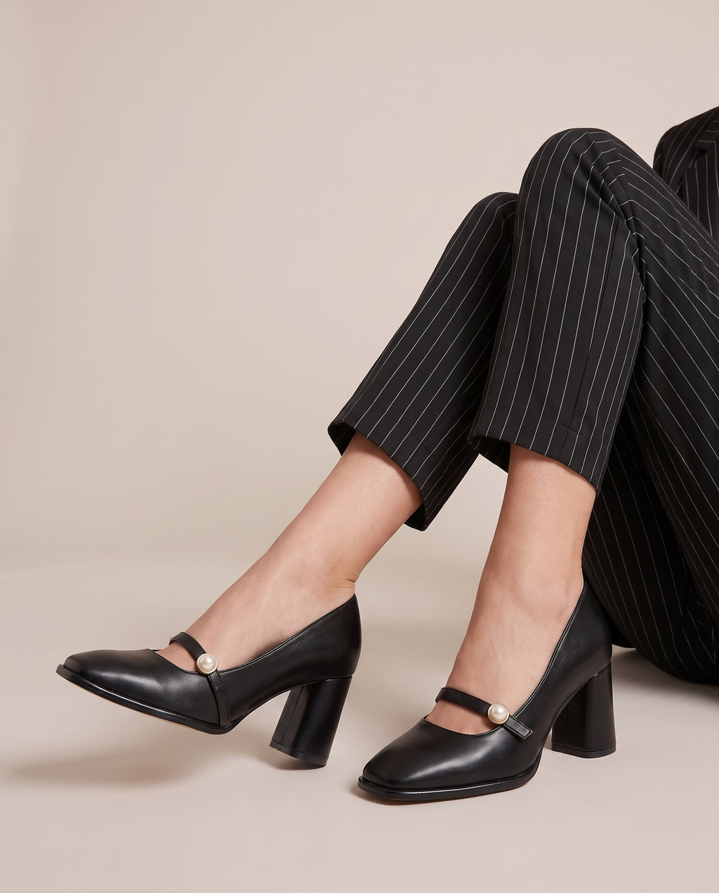 Aveline | Women's Block Heel Buckle Pumps Office Heels