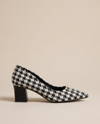 Margaux | Women's Houndstooth Low Block Heel Pumps Work Shoes