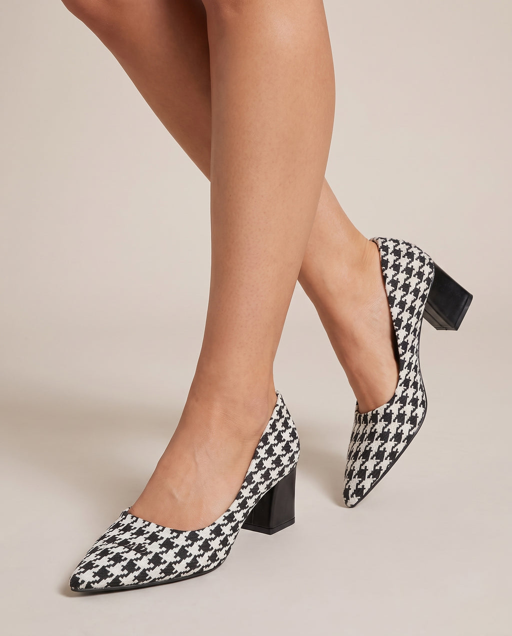 Margaux | Women's Houndstooth Low Block Heel Pumps Work Shoes