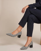 Margaux | Women's Houndstooth Low Block Heel Pumps Work Shoes