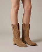 Aveline | Women’s V-Cut Pointed-Toe Low-Heel Mid-Calf Boots
