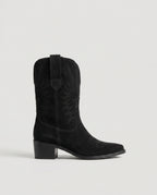 Aveline | Women’s V-Cut Pointed-Toe Low-Heel Mid-Calf Boots