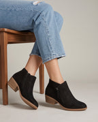 Constance | Women's Suede Wedge Ankle Boots Studded Round-Toe Booties