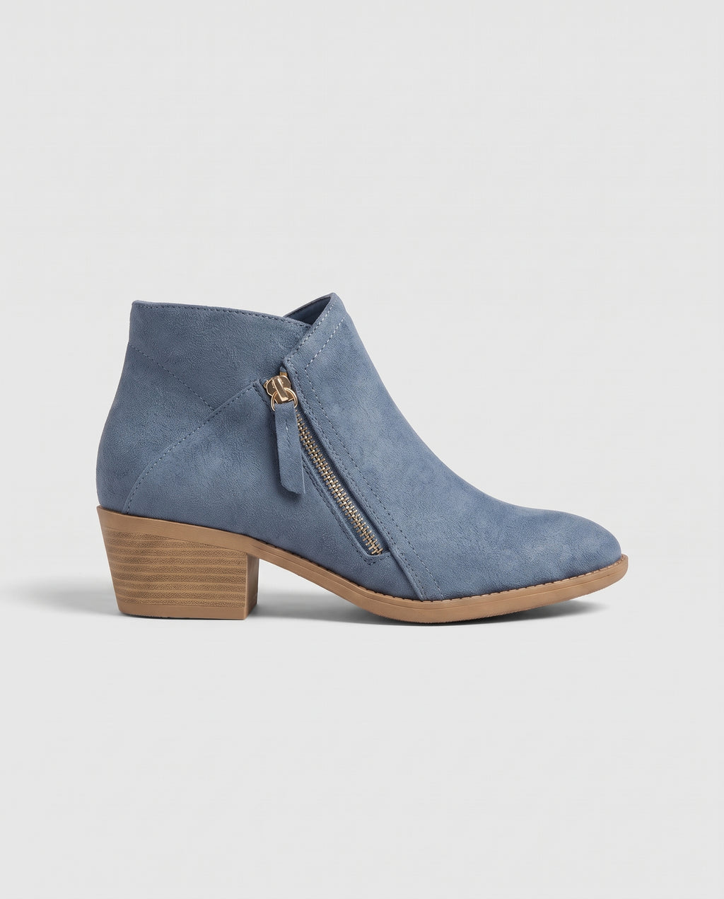 Constance | Women's Suede Wedge Ankle Boots Studded Round-Toe Booties
