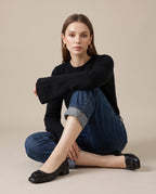 Margaux | Women's Round-Toe Buckle Loafers Low Block-Heel Slip-Ons