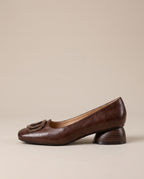 Margaux | Women's Round-Toe Buckle Loafers Low Block-Heel Slip-Ons