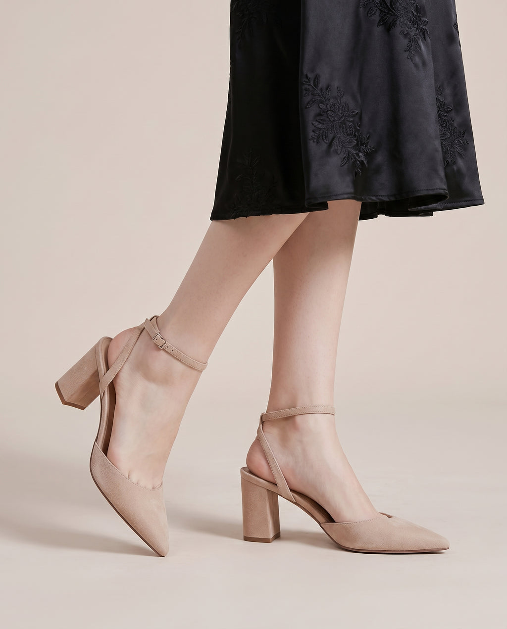 Séraphine | Women's Pointed-Toe Block-Heel Buckle Strap Pumps