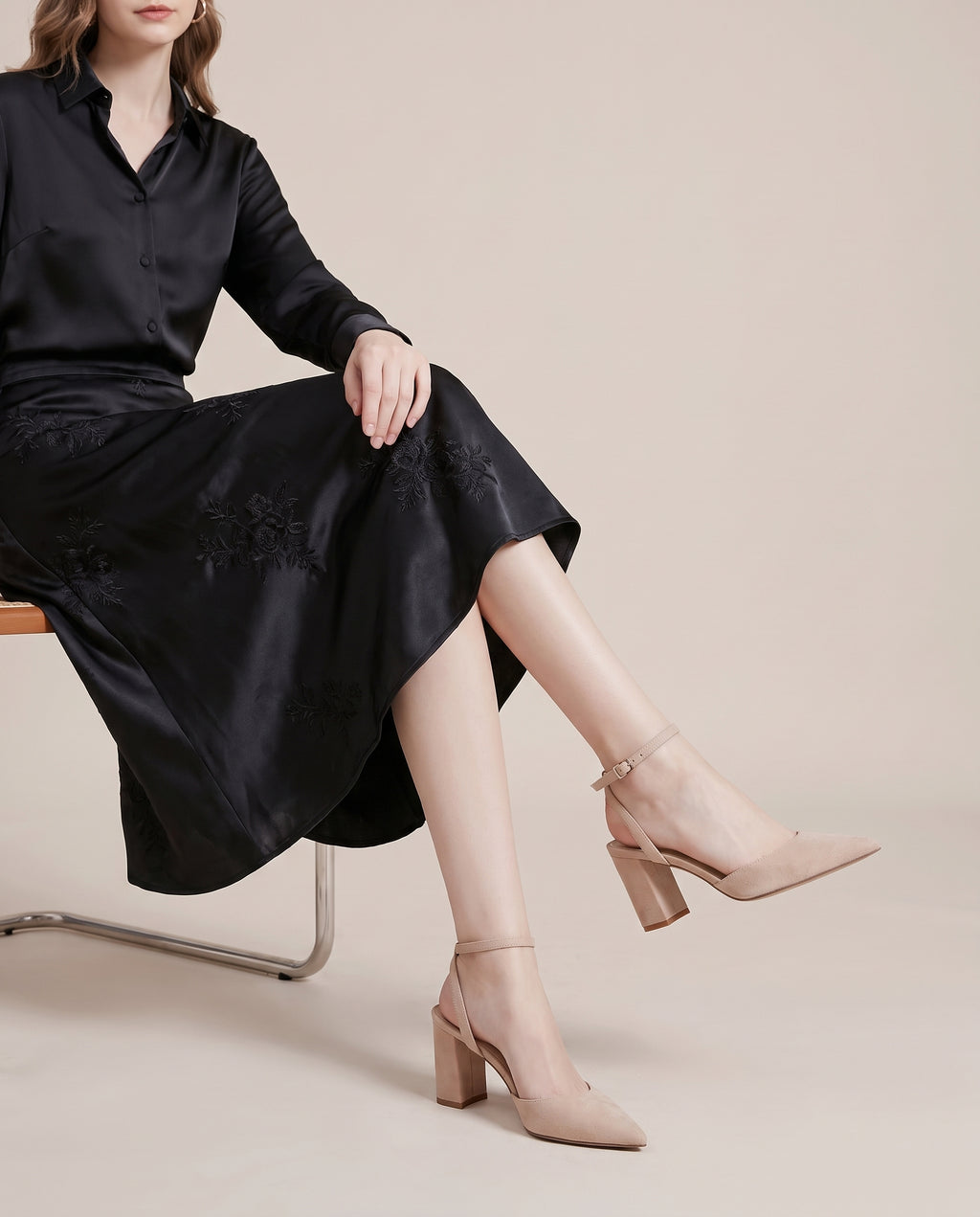 Ondine | Women’s Plaid Pointed-Toe Buckle Block-Heel Sandals