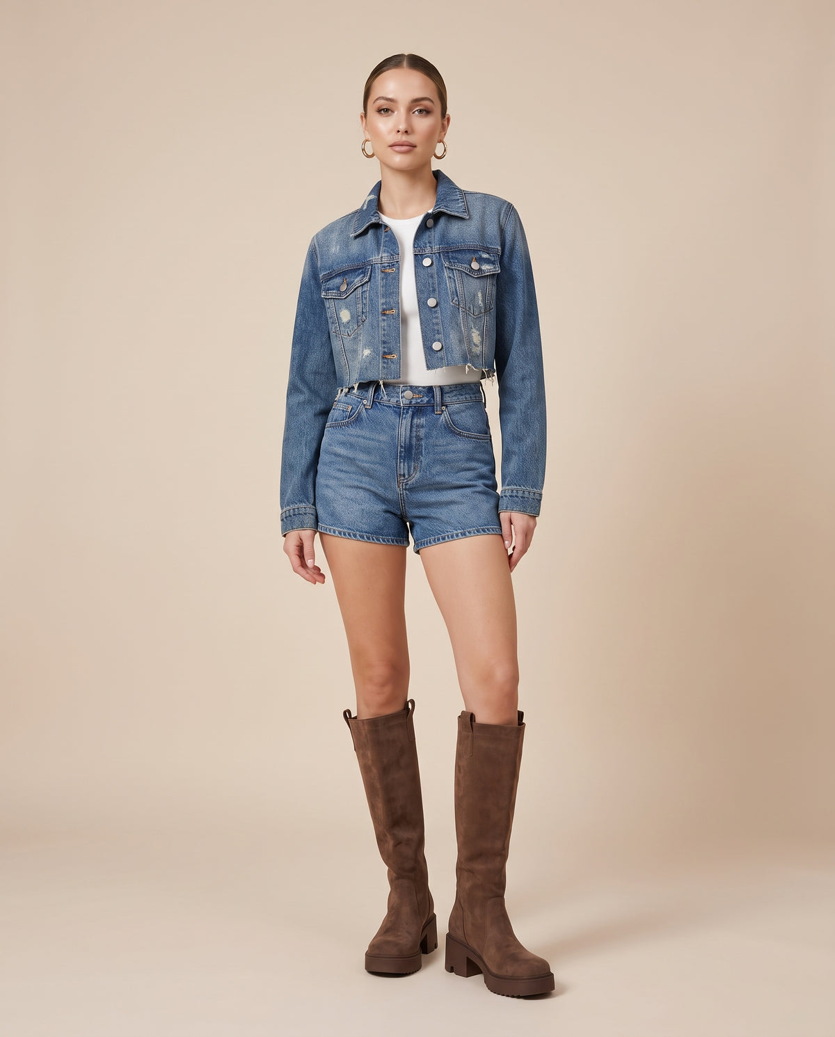 Margaux | Women's Studded Suede Platform Block-Heel Tall Boots