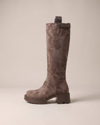 Margaux | Women's Studded Suede Platform Block-Heel Tall Boots