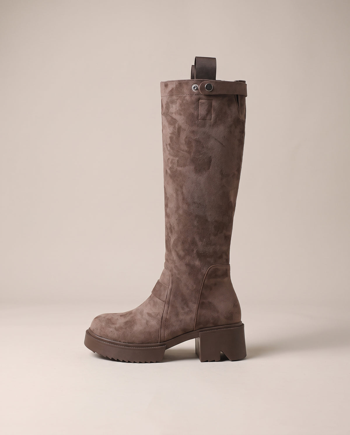 Margaux | Women's Studded Suede Platform Block-Heel Tall Boots