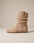 Margaux | Women's Denim Western Plush-Lined Low-Heel Ankle Boots