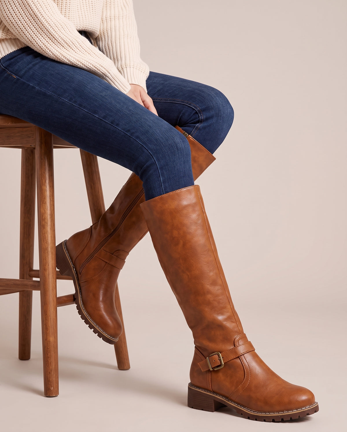 Reine | Women's Round-Toe Low Block-Heel Riding Boots