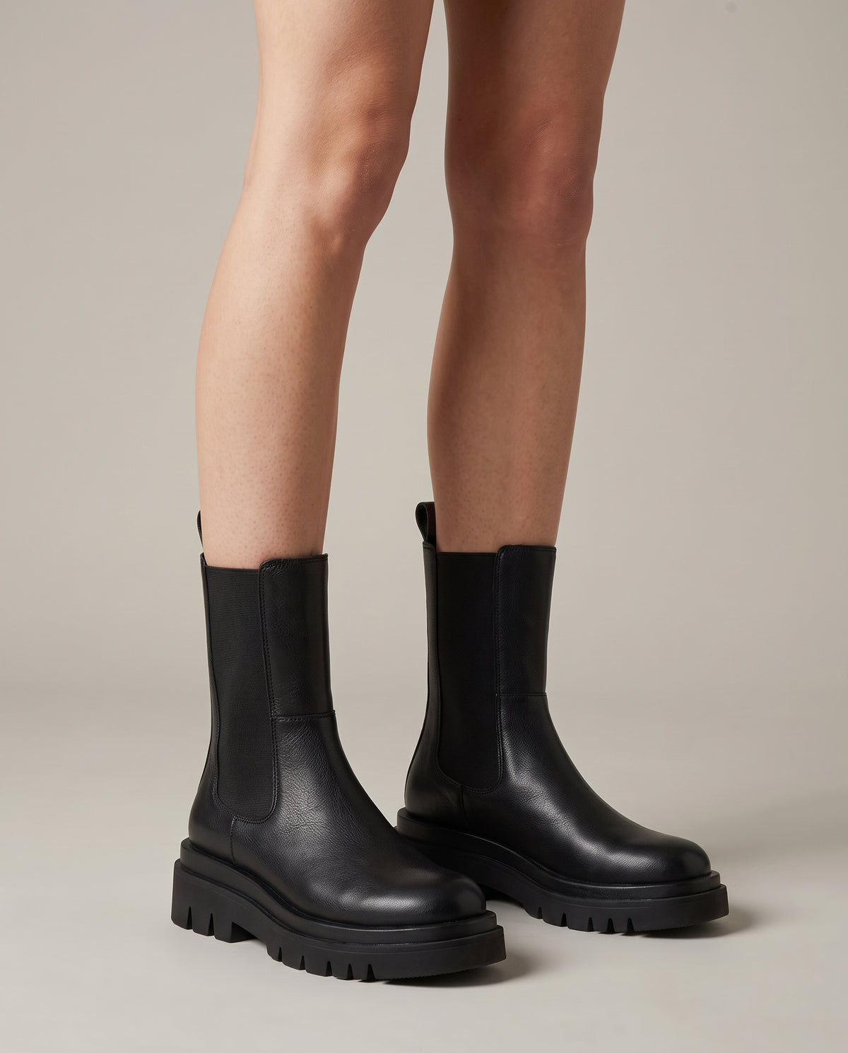 Reine | Women's Faux Leather Platform Combat Boots Pull-On Boots