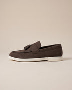 Repère | Men's Suede Tassel Loafers Slip-On Pointed-Toe Brogue Shoes