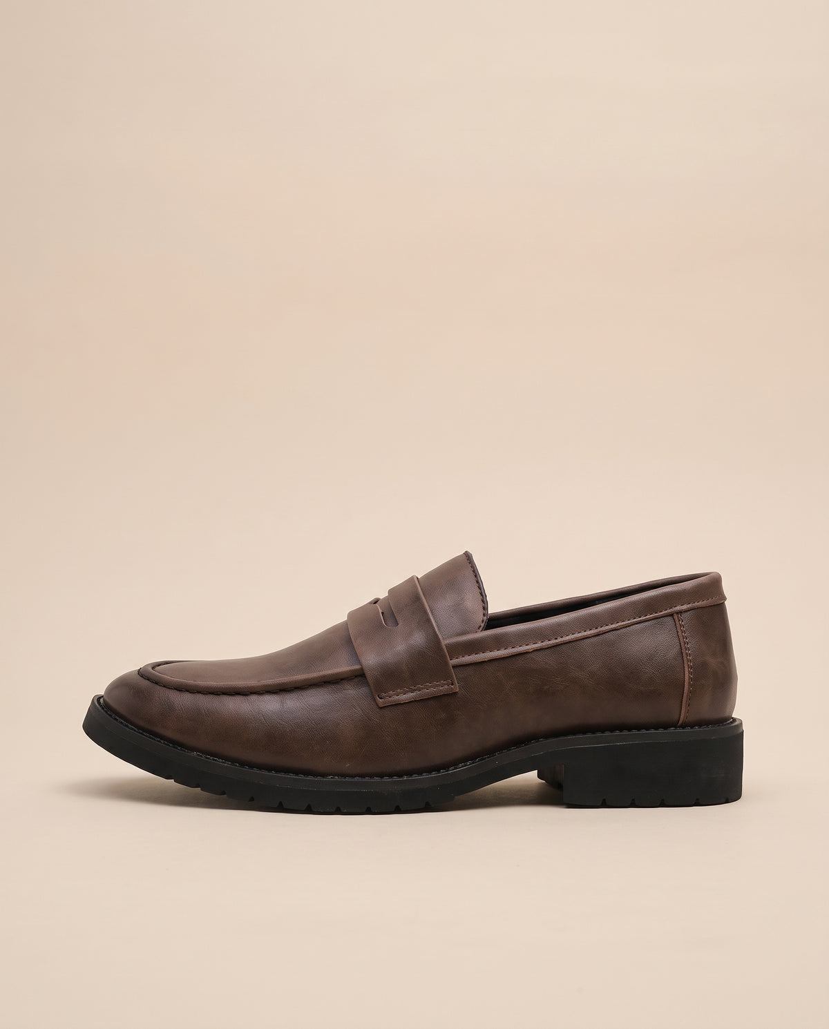 Racine | Men's Faux Leather Loafers Slip-On Round-Toe Dress Shoes