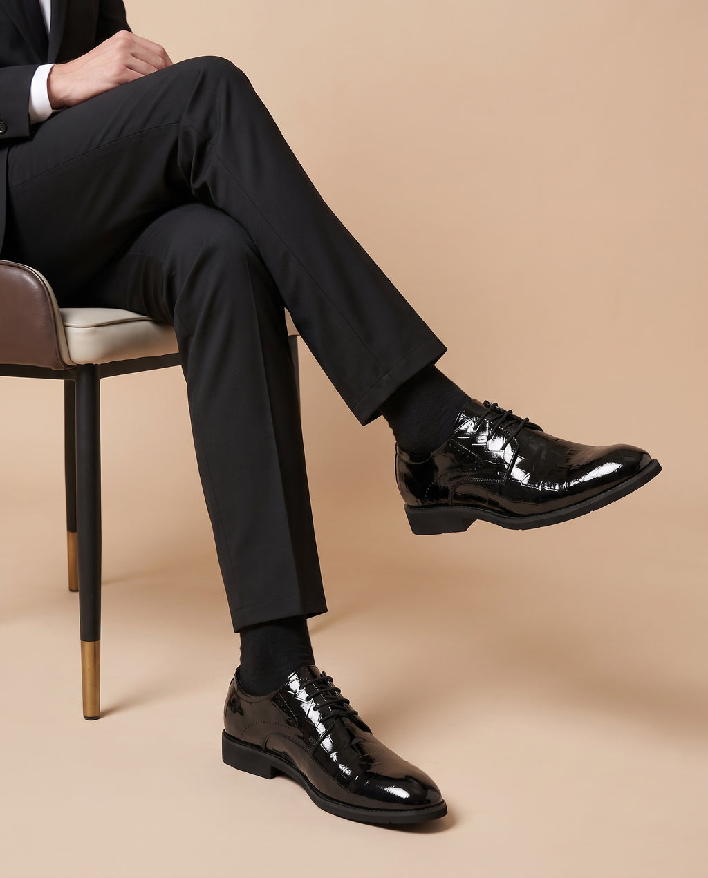 Ombre | Men's Faux Leather Dress Shoes Glossy Low-Top Business Shoes