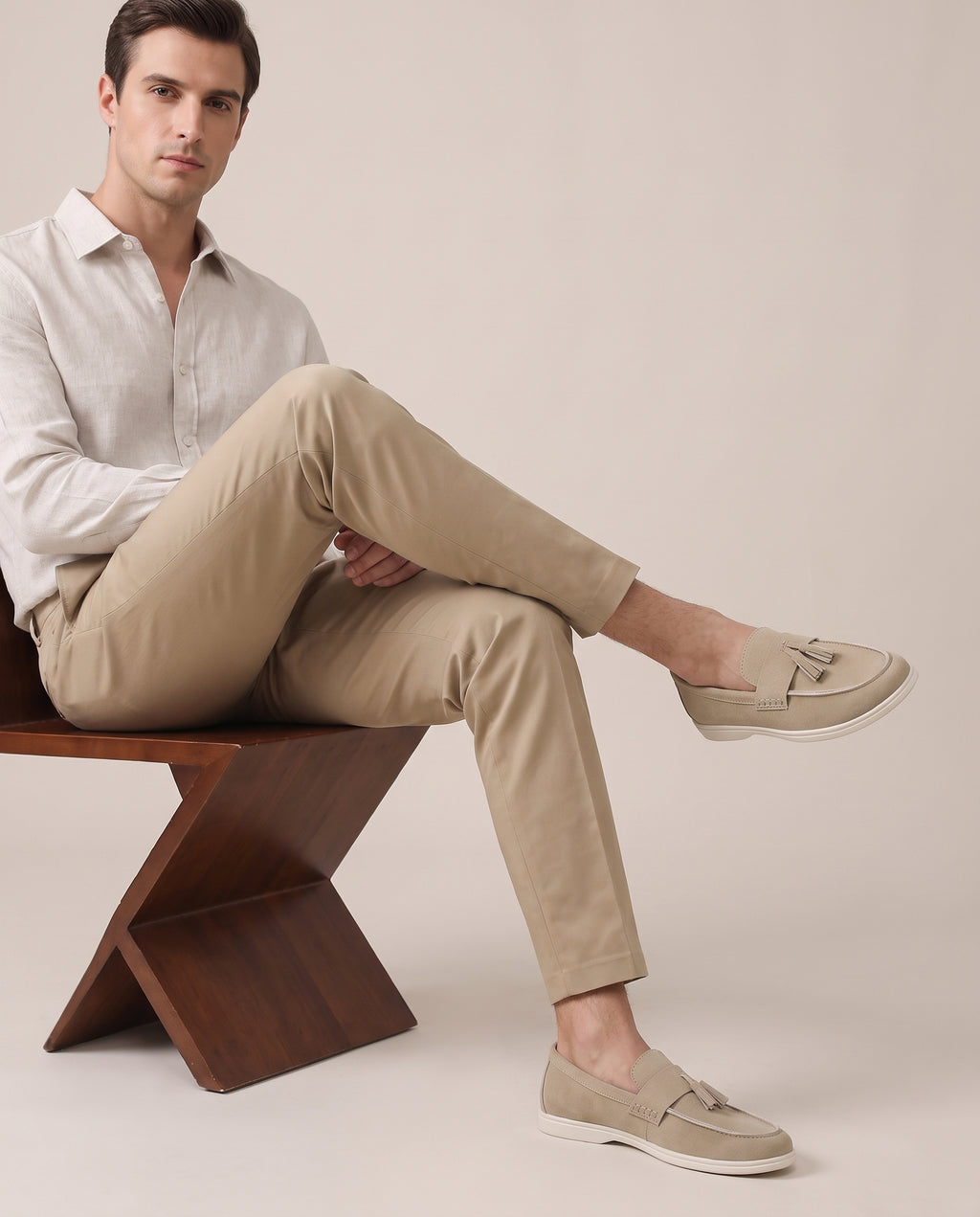 Repère | Men's Suede Tassel Loafers Slip-On Pointed-Toe Brogue Shoes
