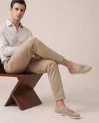 Repère | Men's Suede Tassel Loafers Slip-On Pointed-Toe Brogue Shoes