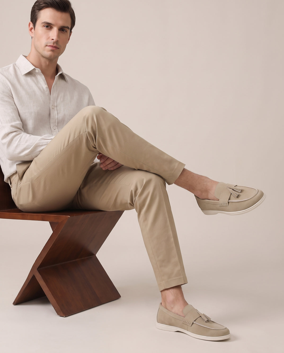 Repère | Men's Suede Tassel Loafers Slip-On Pointed-Toe Brogue Shoes