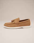 Repère | Men's Suede Tassel Loafers Slip-On Pointed-Toe Brogue Shoes