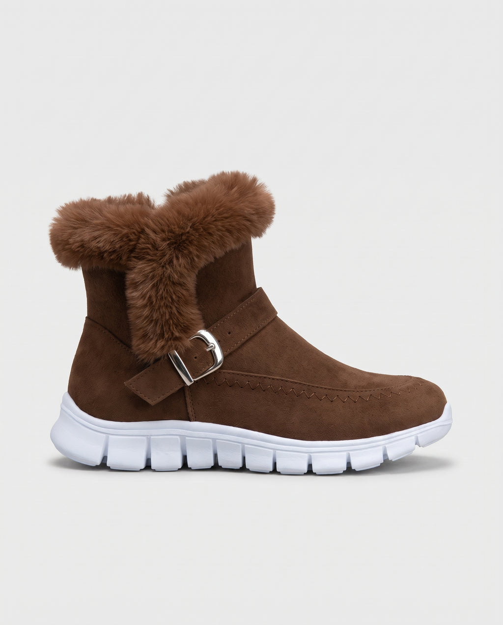 Nacre | Women's Suede Snow Boots Faux Fur-Lined Winter Ankle Boots