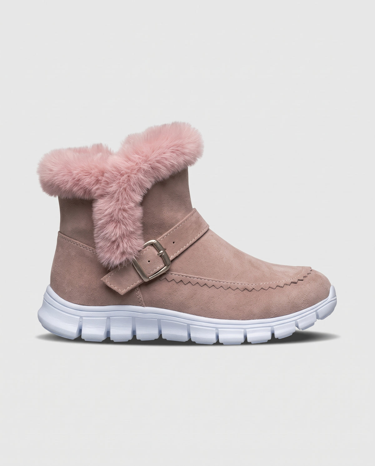 Nacre | Women's Suede Snow Boots Faux Fur-Lined Winter Ankle Boots