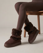 Constance | Women's Leather Snow Boots Fleece-Lined Ankle Boots
