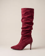 Ondine | Women's Suede Knee-High Boots Stiletto Heel Pointed-Toe Boots